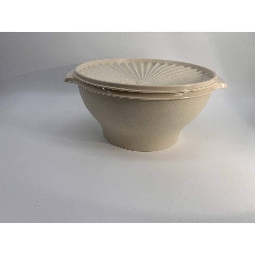 Vintage 1970s Tupperware Large Lidded Bowl Almond 880